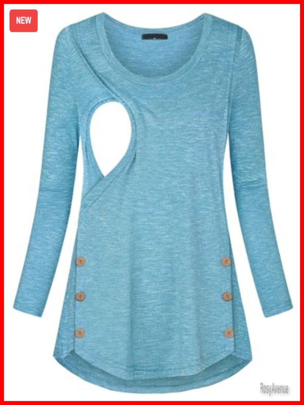 Women's Maternity Nursing Tunic Top Long Sleeve Button Side Breastfeeding Shirt